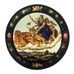 Cybele in her chariot (Earth), stained glass roundel, Netherlandish, c.1600 