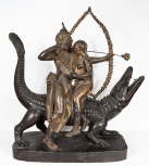 <i>The Hindu Deity Camadeva with his mistress on a crocodile</i>