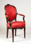Oval-backed armchair with decorative carving, English, unknown maker, c.1829