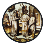 Saint Roch and a donor with Saint Stephen?, stained glass roundel, Netherlandish, c. 1520