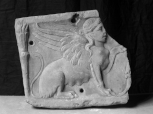 Section of the end of a Roman sarcophagus lid