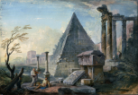 An architectural composition with the Pyramid of Caius Cestius, Rome, introduced 