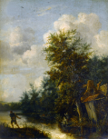 Landscape - a river and figures