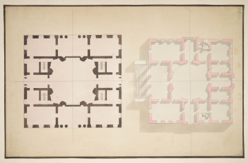 Soane office, RA lecture drawing, MEREWORTH CASTLE (Kent), Plan