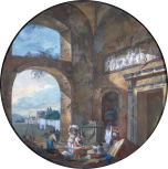 Architectural subject: Interior of a ruin with laundresses