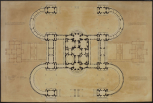 Soane office, London, British Senate House: plan of design P254, after a drawing made by John Soane in Rome, 1779