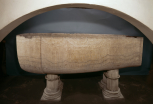 Sarcophagus of Pharaoh Seti (or Sety) I, resting on four fluted stone columns