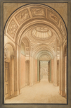 Soane office, London: No 30 Belgrave Square, perspective of the Ante-Room to the Sculpture Gallery designed for the sculptor, Sir Francis Chantrey