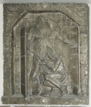 Bas relief, an angel opening the prison gates to release St Peter