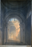 Soane office, London, Bank of England: interior perspective of the Vestibule leading into the Rotunda, as built 1791