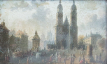 View in a city [townscape with church]