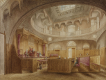 Soane office, London, Palace of Westminster, Law Courts, Court of Chancery: interior perspective as built 1823