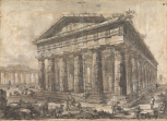 Study for Différentes vues de Pesto..., Plate X. The Temple of Neptune from the north-east with the Basilica to the left