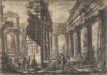 Study for Différentes vues de Pesto..., Plate XIII. The Temple of Neptune from within the peristyle at the west end, looking south 